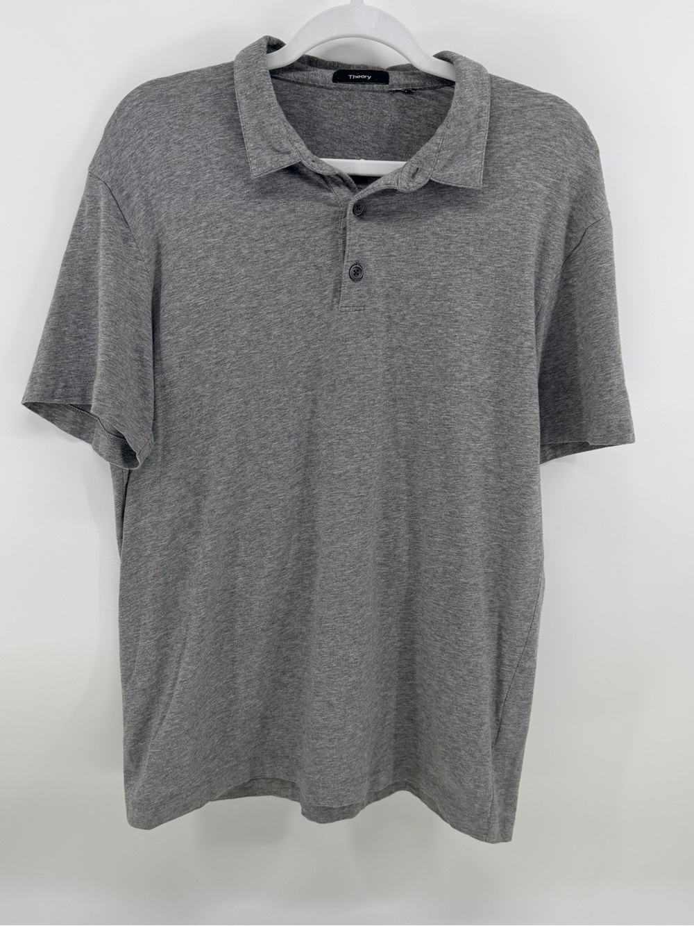 Theory Bron B Cardasis Gray Cotton Stretch Polo Shirt Men’s